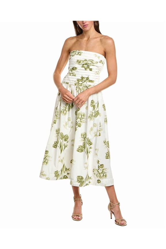 womens Strapless Ruched Bodice Maxi Dress, 14, Green