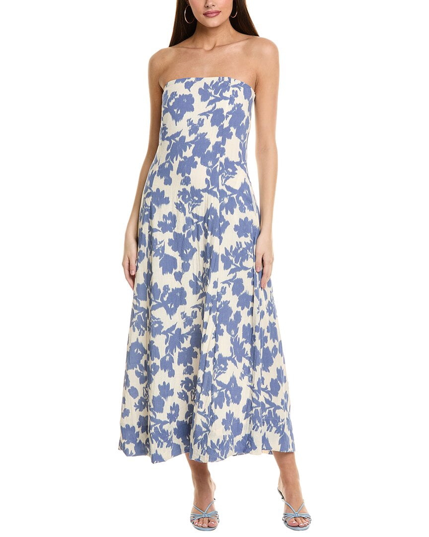 1.STATE womens Strapless Smocked Back Maxi Dress, l, Blue