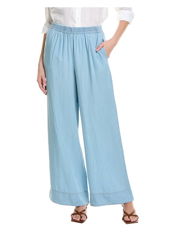womens Wide Leg Casual Pant, XL, Blue