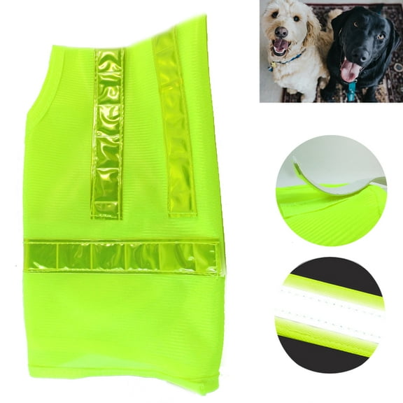 1 Safety Pet Dog Cat Reflective Vest Yellow Adjustable Strap Soft Mesh Walk Hunt
