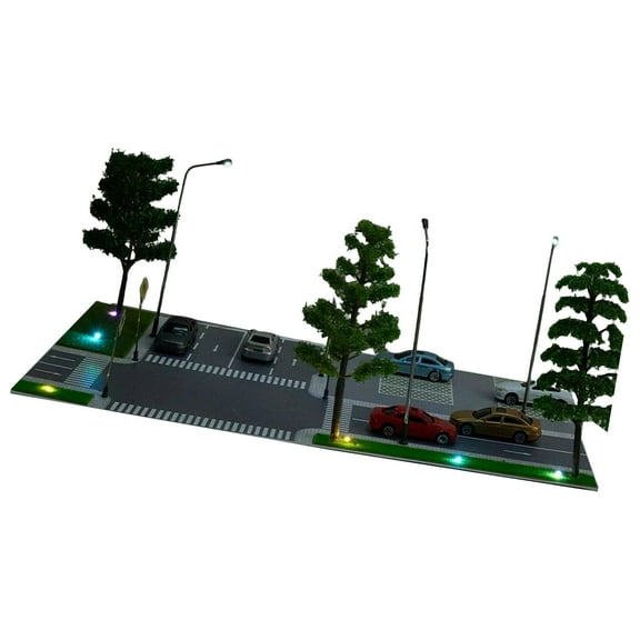 1 Sand Table Scene Building Model HO Scale LED Lighting Parking Lots Scenery Kits City Road Scene Model Kits Gifts Toy