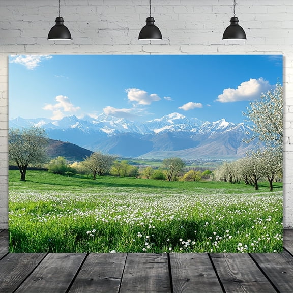 1 Scenic Photography Backdrop Tapestry featuring Picturesque Meadows and Mountains — Functional Polyester Material, Suitable for Dorms, Bedrooms, Parties, and Outdoor Decoration