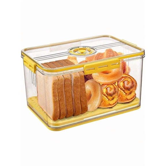 1 Sealed Bread Box, Professional Kitchen Countertop Sealed Bread Container, With Lid For Storing Bread, Suitable For Homemade Bread, Toast, Bagels, Donuts, And Cookies