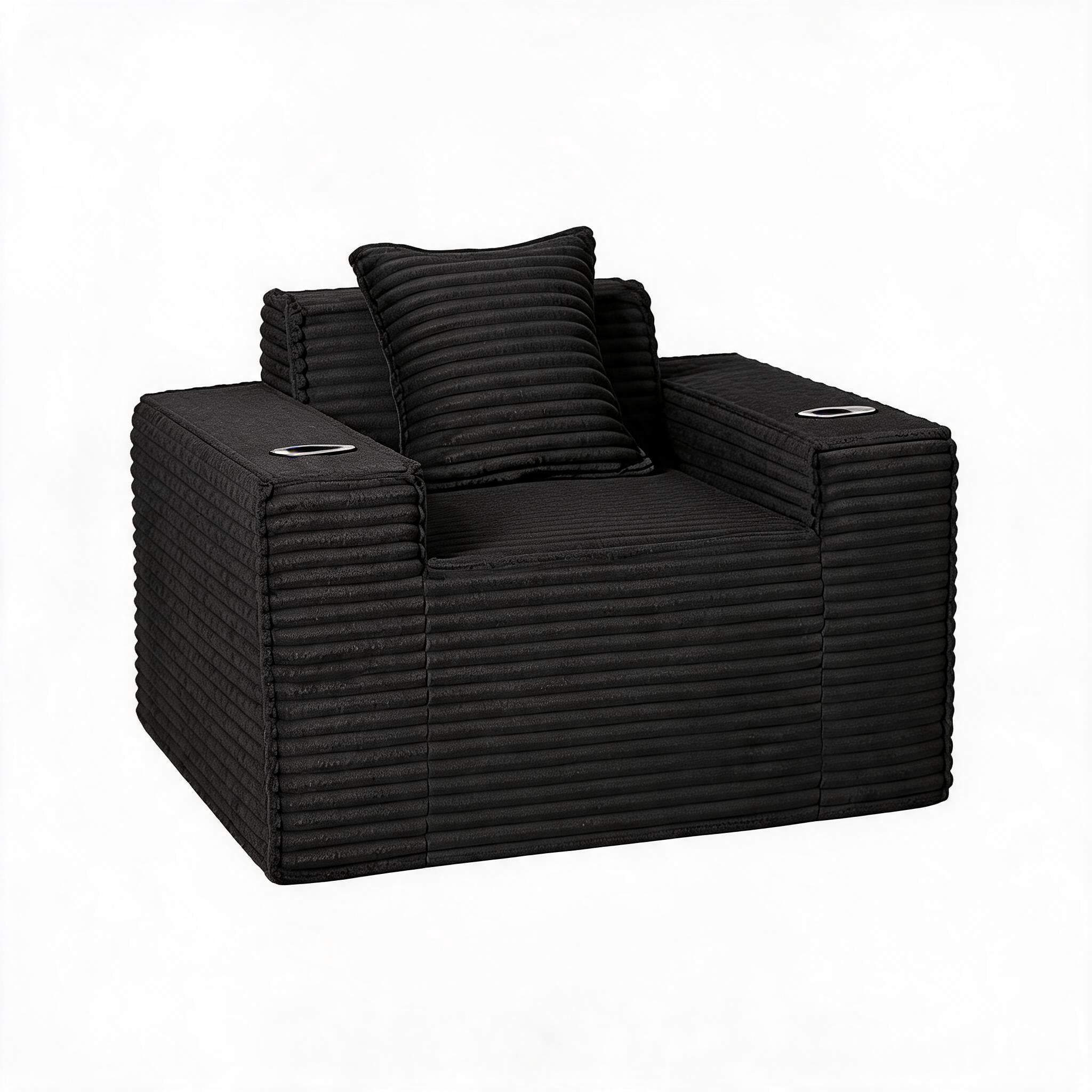 1‑Seater Boneless Cloud Sofa, Corduroy Compressed Single Couch No Assembly Needed, Modern Sponge & Pocket Spring Sofa for Living Room Apartment Office