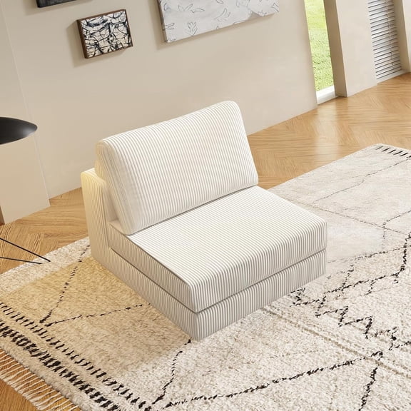 JARCLIC Modular Folding Sofa Chair, 4-in-1 Convertible Sofa Bed, Comfy Sofa Lazy Chair for Living Room, Bedroom, Beige