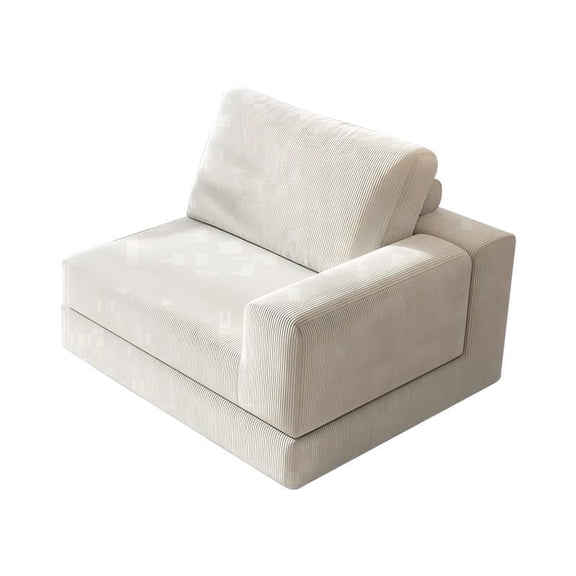 Modular Sectional Sofa, Single-seater Modular Lazy Sofa, Left Armrest Cloud Couch Floor Chair for Living Room, Bedroom and Apartment, White