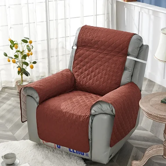 1 Seater Quilted Recliner Sofa Cover Pets Kids Anti-Slip Reclining Relax Armchair Covers Removable Solid Color Recliners Mat