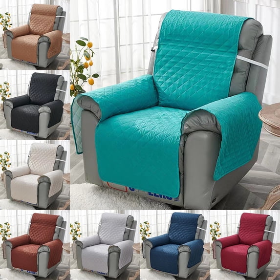 1 Seater Recliner Sofa Cover Quilted 3-Layers Reclining Relax Armchair Protector Mat for Living Room Furniture with Anti-Slip Backing for Pets and Cats and Dogs, Beige