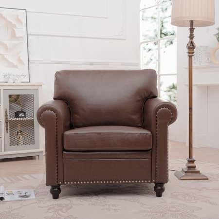 Modern Solid Wood 1 Seater Sofa 37.4"W*30.91"D*35.43"H with PU Cover
