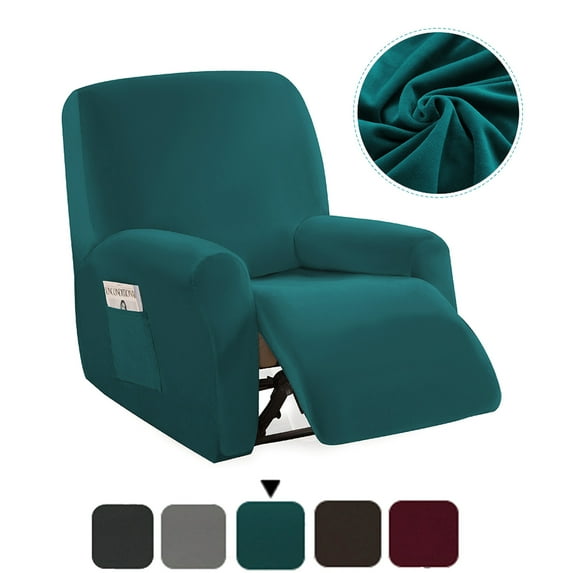 1-Seater Stretch Recliner Chair Cover Elastic Armchair Sofa Couch Slipcover(Emerald Green)