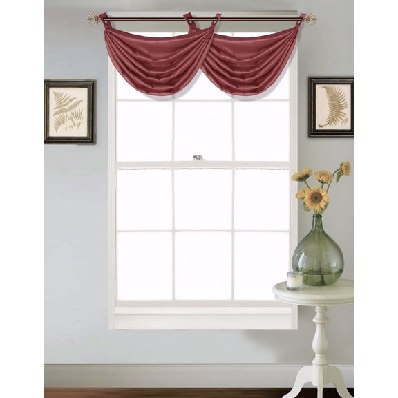 1 Semisheer faux Silk Shiny Waterfall Window Grommet Top Swag Valance 55"X24"V24