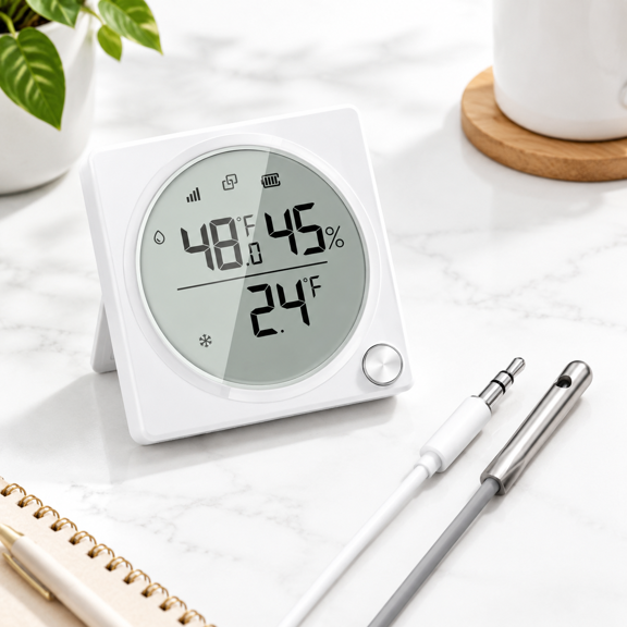 1 Sensor-Pro Refrigerator Temperature Humidity Data Logger with Dual Probes