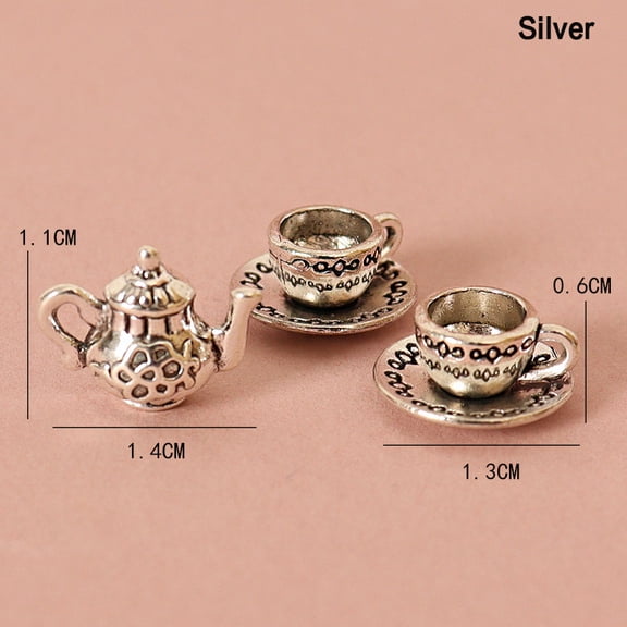 1 Set 1:12 Doll House Miniature Teapot Cup And Saucer Table Model Toy Decoration