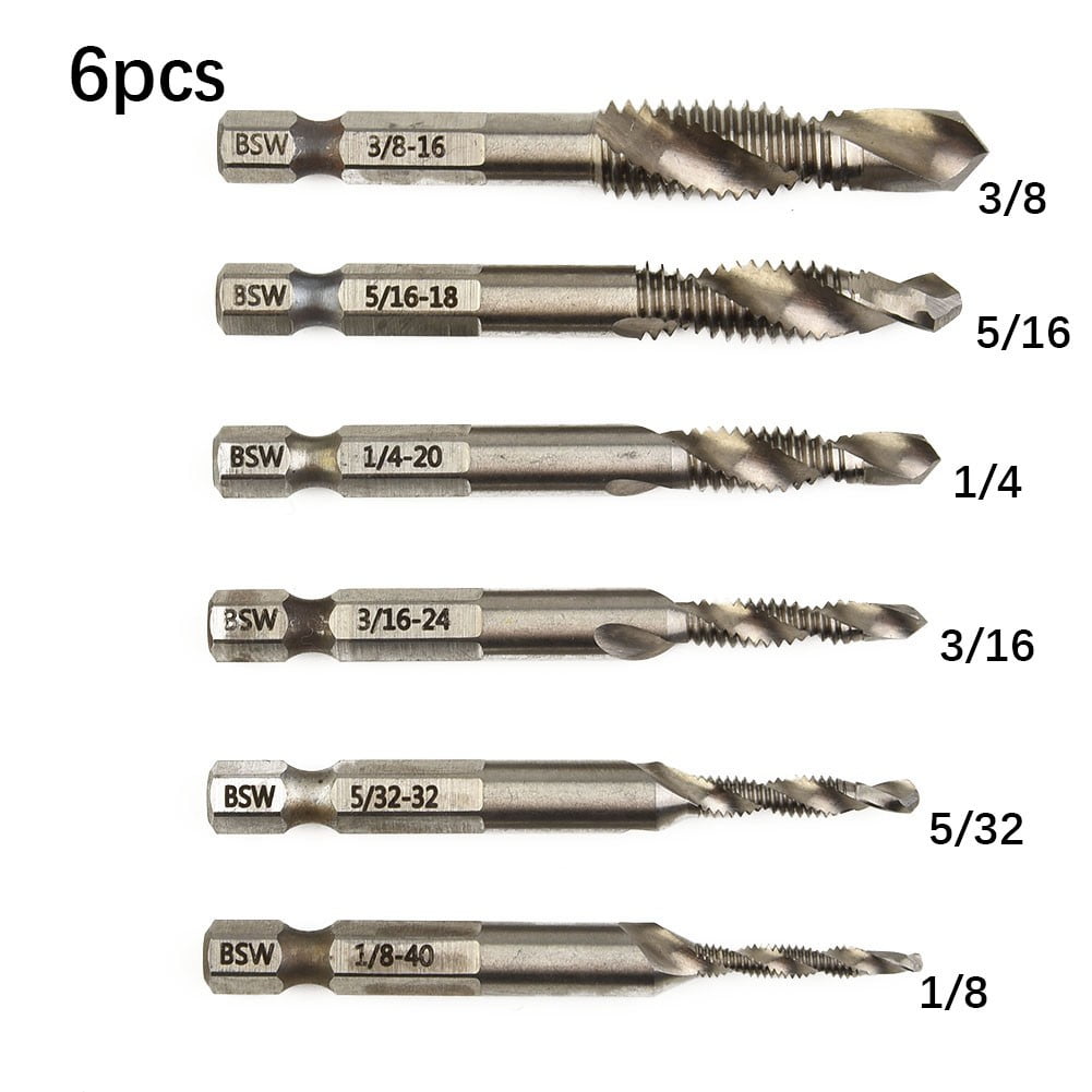 1 Set 1/4 Hex Shank High Speed Steel Screw Thread Taps Drill Bit Tool ...