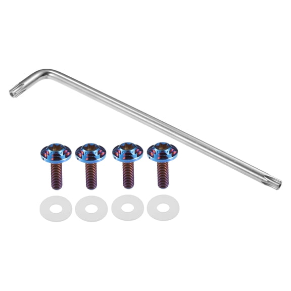 1 Set 1/4" M6 Car Anti Theft License Plate Screws for Car Frame Holder with 4 Silicone Washers Deep Blue