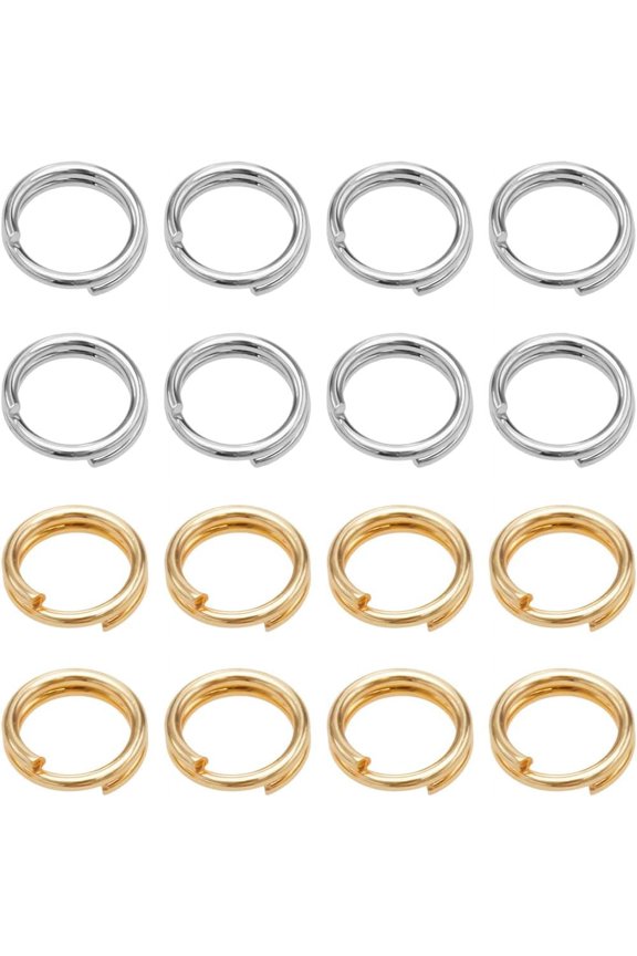 1 Set 1 Box 200Pcs Double Loop Split Rings 304 Stainless Steel Jump Ring Silver Golden Metal Round Loops Opener Small Connectors Key Ring for Jewelry Making Necklace Bracelet DIY Craft Accessories