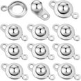 thumbnail image 1 of 1 Set 1 Box 20Pcs Snap Button Clasp 201 Stainless Steel Ball and Socket Snap Clasps with 2 Holes Fastener Flat Round for Jewelry Making Bracelet Necklace, 1 of 6