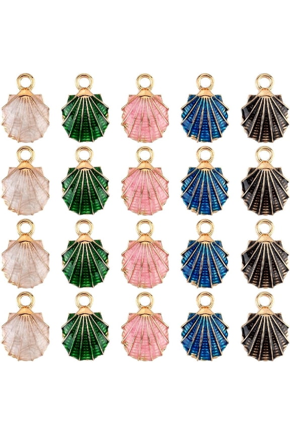 1 Set 1 Box 50Pcs Conch Shell Charm Seashell Charms Enamel Bulk Colorful Summer Beach Ocean Sea Alloy Shells Charm for Jewelry Making Charms DIY Crafting Bracelets Necklaces Decoration Gifts Women