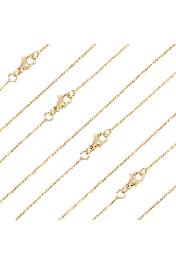 1 Set 1 Box 6Pcs Serpentine Chain for Women 18K Gold Plated Brass Snake Chain Cable Chain Necklaces with Lobster Clasp 19.69 inch(500mm)