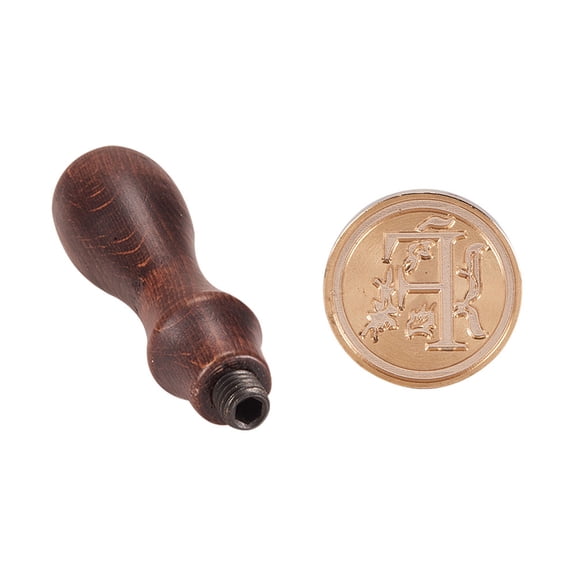 1 Set 1 Piece DIY Wooden Wax Seal Stamp Alabet Scrapbook Brass Stamps and Wood Handle Sets Letter F 25x14mm