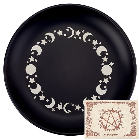 1 Set 1 Set Stainless Steel Pendulum Board Dowsing Divination Board for Supplies with Paper Card Flat Round Moon 140mm