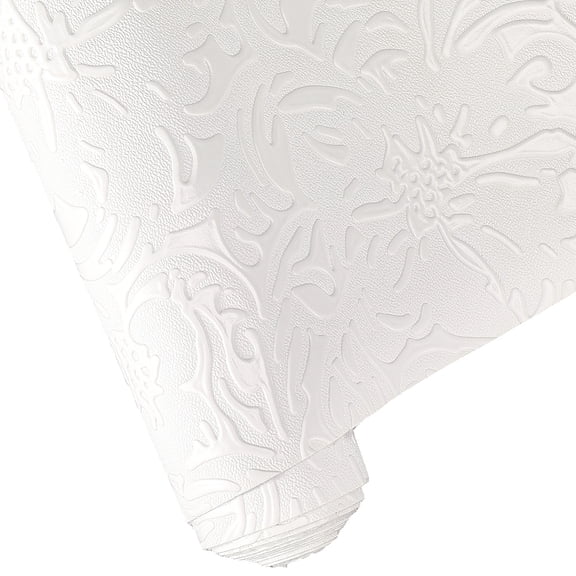 1 Set 1 Sheet Embossed Flower Pattern Imitation Leather Fabric for DIY Leather Crafts Bags Making Accessories White 300x1350mm