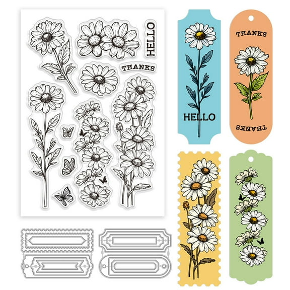 1 Set 1 Sheet PVC Plastic Stamps with 1Pc Carbon Steel Cutting Dies Stencils for DIY Scrapbooking Photo Album Decorative Embossing Paper Card