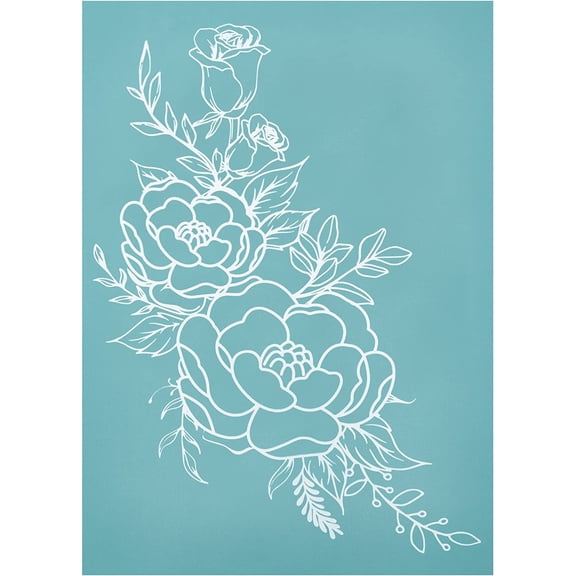 1 Set 1 Sheet Self-Adhesive Silk Screen Printing Stencil for Painting on Wood DIY Decoration T-Shirt Fabric Flower Pattern 28x22cm 1 sheet/setDIY