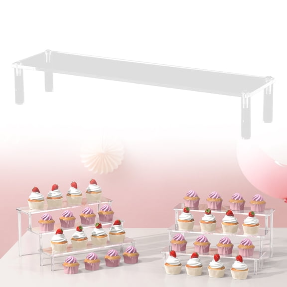1 Set 1-Tier Acrylic Display Stand, Clear Riser Shelf for Figures & Collectibles, Multi-Purpose Organizer for Perfume, Cupcakes, and Cosmetics, 30cm