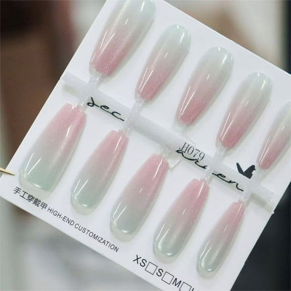 1 Set Of 10 5 Pairs Includes Manicure Tools Cat's Eye Gradient Nail Wear Nail Advanced Jane Niche Long Semi-Handmade Nail Salon Anchora Red Cute Style