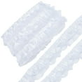 thumbnail image 1 of 1 Set 10.9 Yards 2 Layer Organza Lace Ribbon Pleated Satin Lace Edge Trim 1-5/8 Inch White Ruffle Chiffon Edging Trimmings Tulle Fabric for Cloth Applique Embellishment DIY Sewing Crafts, 1 of 5