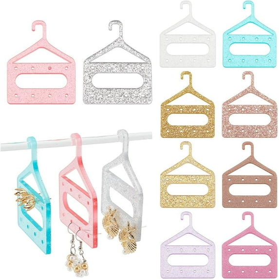 1 Set 10 Colors Jewelry Hanger 20pcs Earring Hanger 2 Layer Clothes Hanger Shape Earring Holder Heart Necklace Mini Hanger Rack Dangle Earring Hanging Organizer for Retail Show Personal