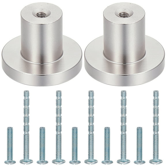 1 Set 10 Sets Aluminium Alloy Cabinet Hardware Door Handle Sets Flat Round Platinum 24x7.5mm