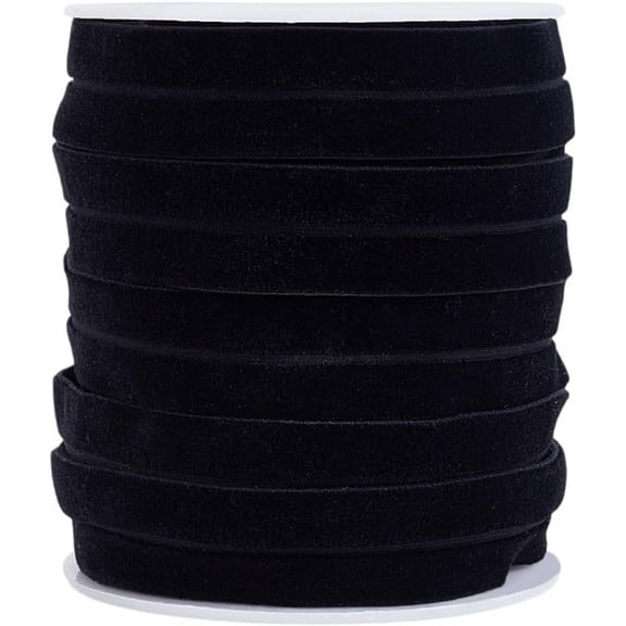 1 Set 10 Yards Christmas Velvet Elastic Stretch Ribbon Trim 1.5cm(0.59inch) Black Velvet Ribbon Satin Ribbon Roll for Wedding Gift Wrapping Hair Bows Flower Arranging Home Decorating (Black)