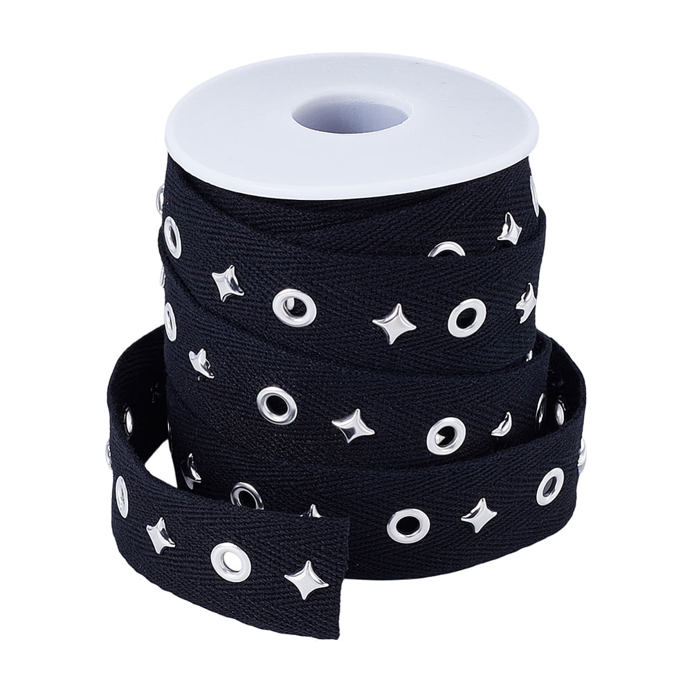 1 Set 10 Yards Cotton Curtain Tape for Hook Drapery Header Tape Flat Black 25x1.5mm Hole: 3.5mmDIY