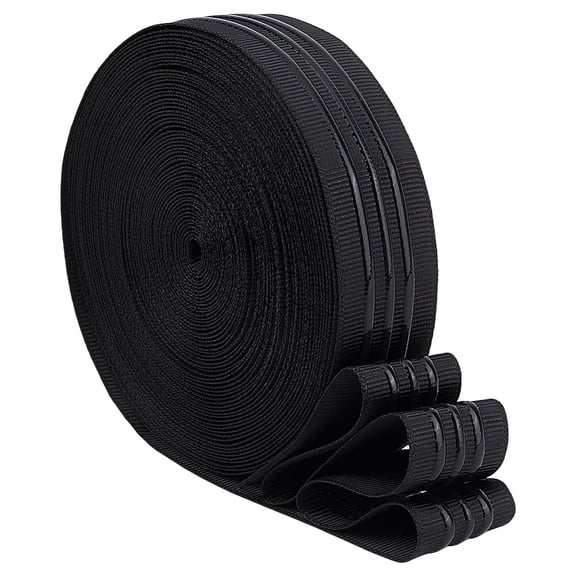 1 Set 10 Yards Polyester Antislip Grosgrain Ribbon Clothes Accessories Black 1 inch(25mm)