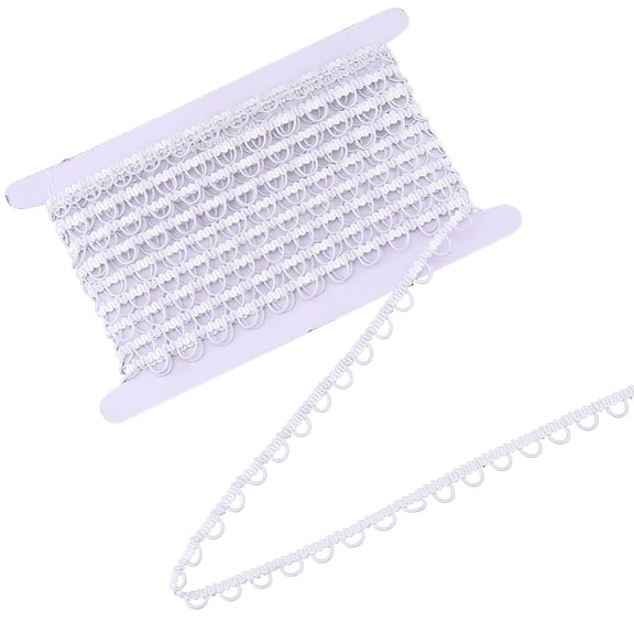 1 Set 10 Yards Polyester Braid Trims with Elastic Button Loops Buttonhole Ribbons for Costume Crafts and Sewing White 3/8 inch(10mm) for DIY