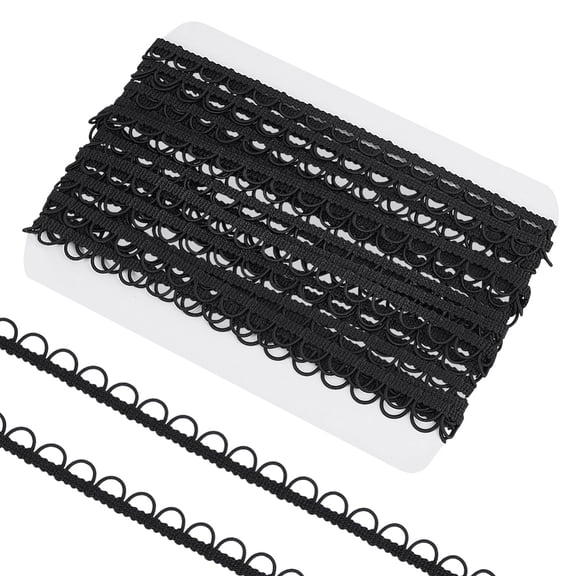 1 Set 10 Yards Polyester Trims with Elastic Button Loops Buttonhole Ribbons for Costume Crafts and Sewing Black 3/8 inch(10mm) for DIY