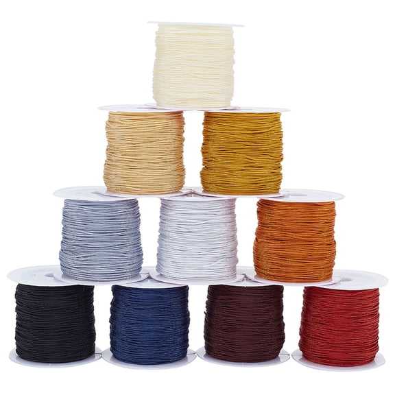 1 Set 10 rolls 10 colors Nylon Thread Chinese Knot Cord with Spool Mixed Color 0.8mm about 21.87 Yards(20m)/Roll 1 roll/color