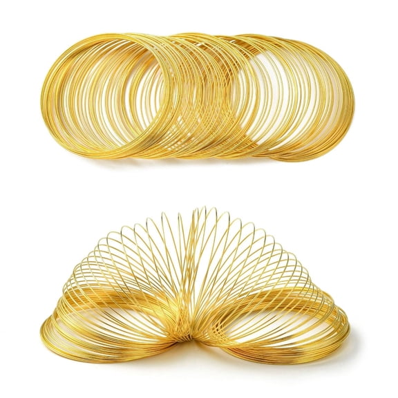 1 Set 100 Circles Inner Diameter:5.5cm Wire:0.6mm Steel Memory Wire Stringing Materials for DIY Bracelets Necklace Beading Jewelry Making and Crafts Golden diy
