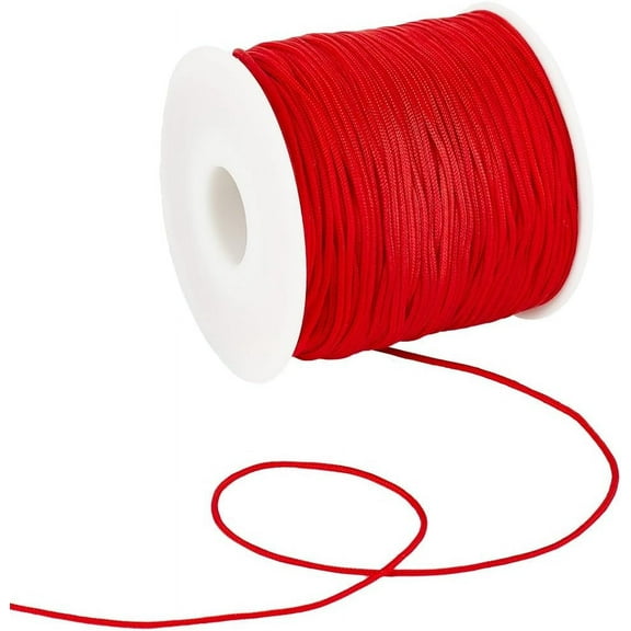 1 Set 100 Yards/91M Red Nylon Cord 1mm Beading Thread Satin Rattail Macrame Trim Knitting Sewing Wire Rope String with Spool for Jewelry Making Friendship Bracelets Necklaces DIY Craft Accessories