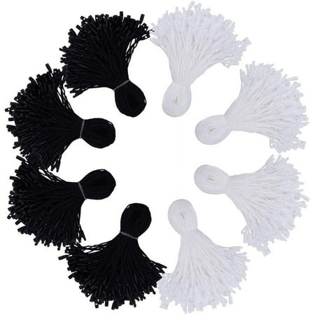1 Set 1000 Pcs 7.99" Long/Piece Polyester Tag Strings Black and White Price Hang Tag Fasteners Loop Fastener Hook Cable Ties Zip Ties for DIY Gift Tags Bookmark Making Garment Clothes Labels