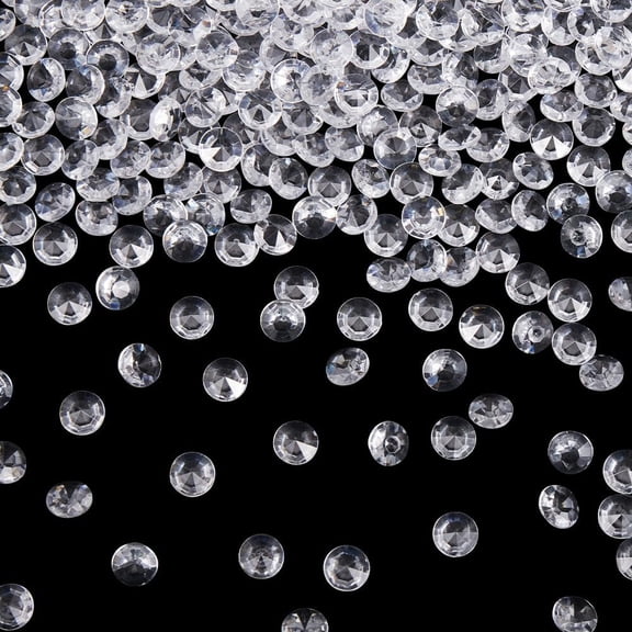 1 Set 1000Pcs Clear Ice Rocks Bulk Acrylic Vase Filler Beads 8mm Faceted Plastic Faux Diamonds Gem Stones Crystal Jewels for Vases Fillers Table Scatter Confetti Wedding Party Decoration Art Crafts