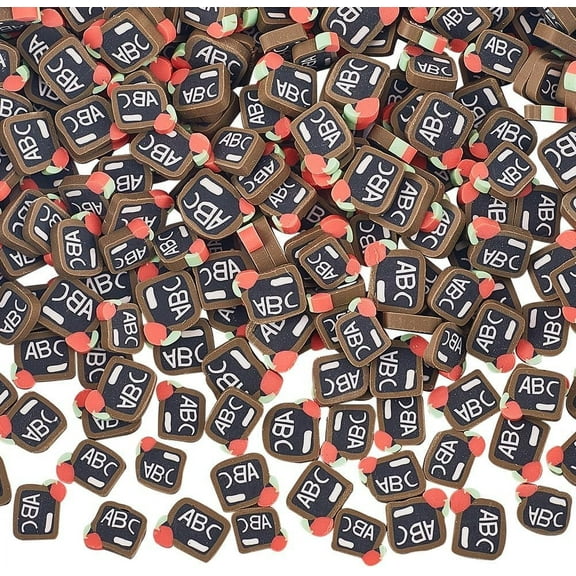 1 Set 100G School Sprinkles Polymer Clay Slices Bulk Teachers' Day Graduation Theme Blackboard Soft Decor Cabochons Flakes Slice for Back to School Nail Arts Cake one Case DIY Crafts Accessories