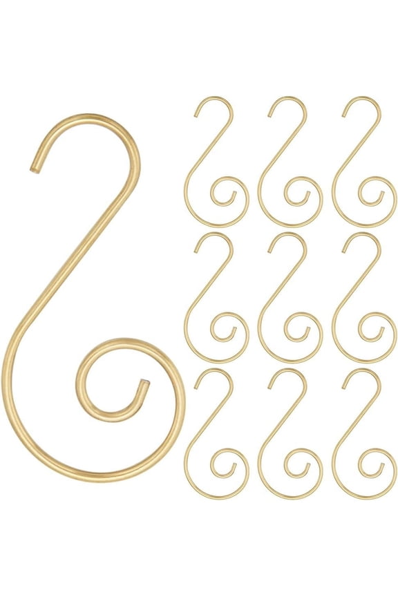 1 Set 100Pcs Iron S-Hook Clasps S-Shaped Wire Hook for DIY Crafts Hanging Jewelry Key Chain Tags Golden 39.5x19x1mm Hole: 8.5mm