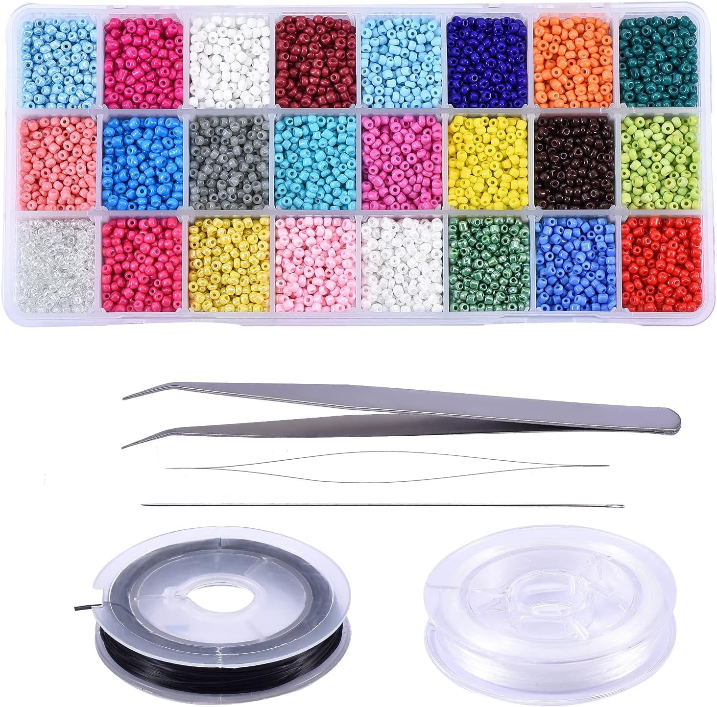 1 Set 10656pcs Glass Seed Beads Assorted Round Spacer Beads for DIY Jewelry Making Bracelet Necklace Earring Beading Kits