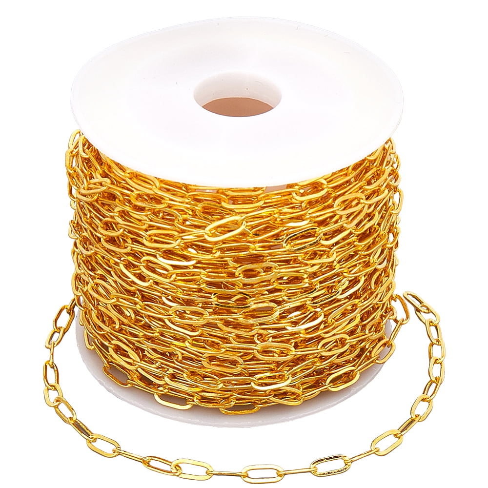 1 Set 10M Brass Paperclip Chains Oval Drawn Elongated Cable Chains ...