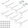 thumbnail image 1 of 1 Set 10Pairs 5 Styles 925 Sterling Silver Ear Studs 4-Prong Earrings Settings with 10Pairs Rhodium Plated Sterling Silver Friction Ear Nuts Silver 4.5~11x3.5~7.5mm, 1 of 5