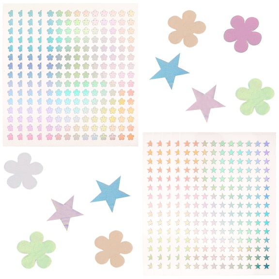 1 Set 10Pcs 2 Styles Laser PET Plastic Stickers Mixed Shapes 213x142x0.1mm Sticker: 10~10.5x10~10.5mm 5pcs/style