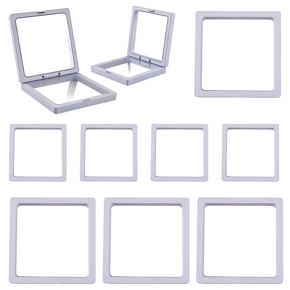 1 Set 10Pcs 2 Styles Plastic 3D Film Floating Frame Displays Cases ...